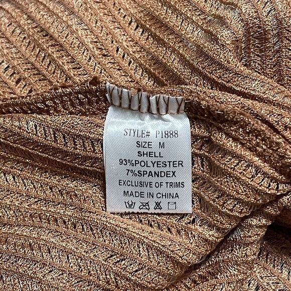 Side Fringe Knit Flare Leg Pants Size M Caramel Brown Sheer Cowgirl Costume NWT - Picture 11 of 15